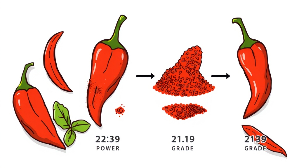 고춧가루 등급별 가격 및 선택 기준 (cartoon 스타일)