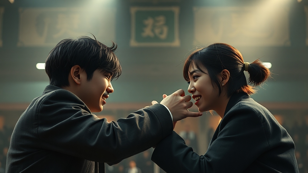 권력 관계와 심리전 (realistic 스타일)