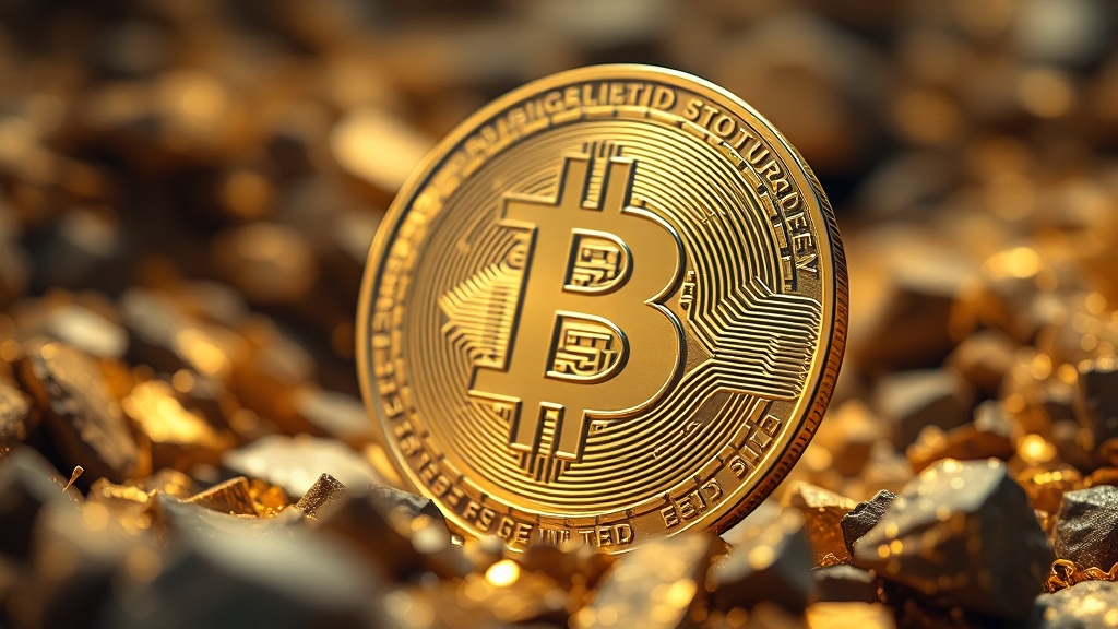 비트코인, 디지털 금의 가치 (realistic 스타일)