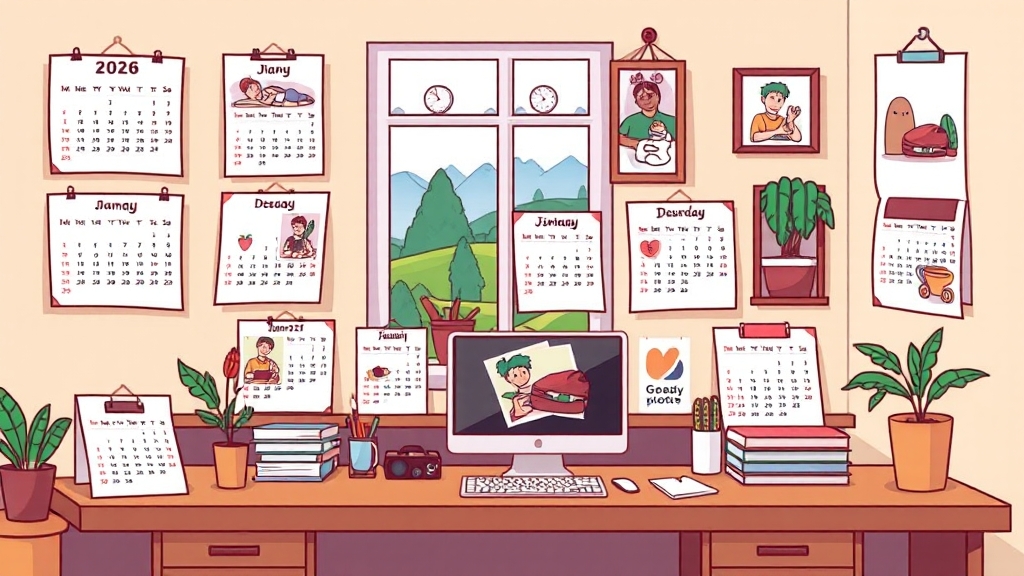 2026년 달력 종류별 비교 (cartoon 스타일)